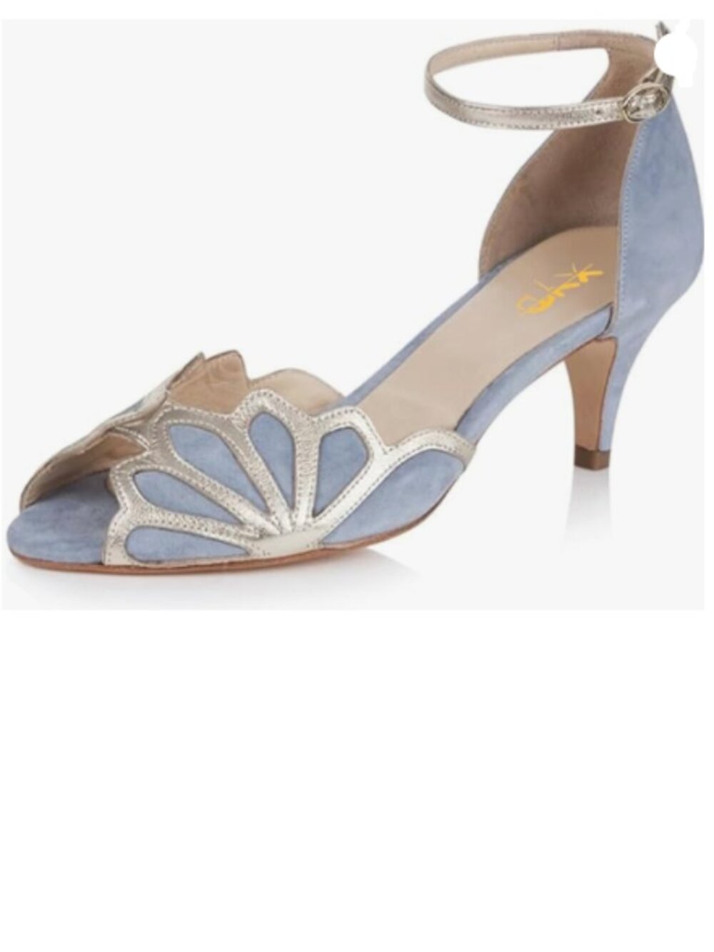 XYD Pale Skyblue Kitten Heels Peep Toe Ankle Strap Butterfly Latin Jazz Sandals
